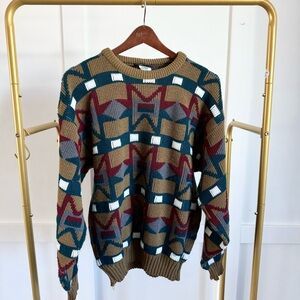 Vintage 80s Grandpa Boxy Chunky Sweater Unisex Size S